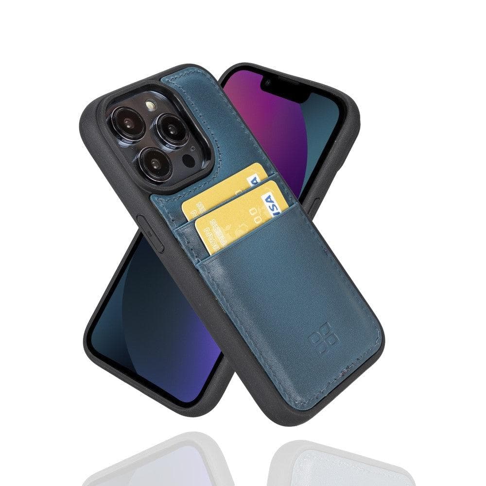 Étui arrière en cuir véritable à clipser pour iPhone 14 Pro (6,1") avec porte-cartes