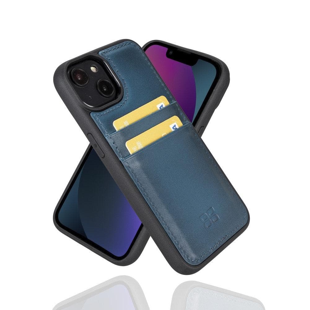 Étui arrière en cuir véritable à clipser pour iPhone 14 Pro (6,1") avec porte-cartes