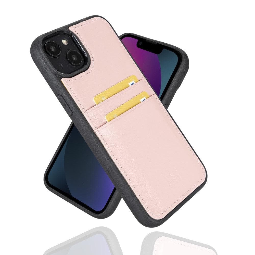 Étui arrière en cuir véritable à clipser pour iPhone 14 Pro (6,1") avec porte-cartes