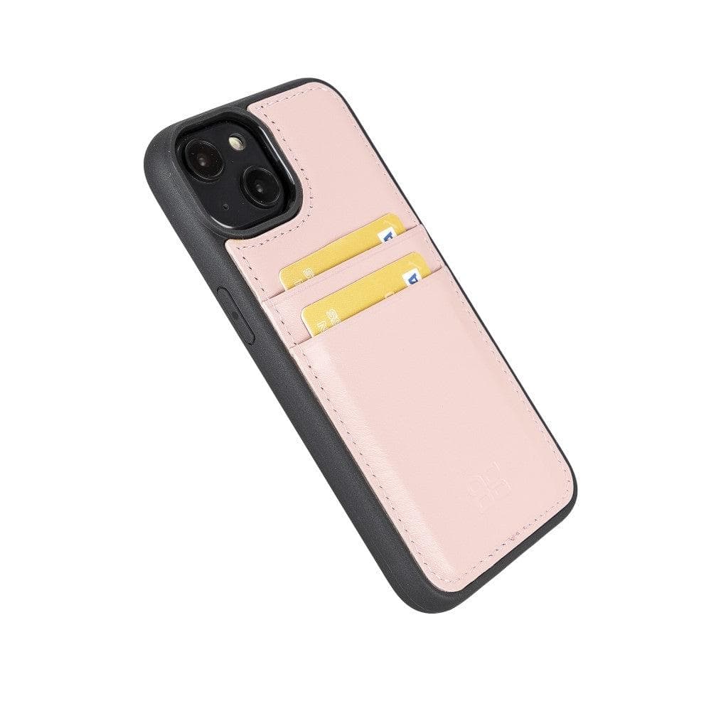 Étui arrière en cuir véritable à clipser pour iPhone 14 Pro (6,1") avec porte-cartes