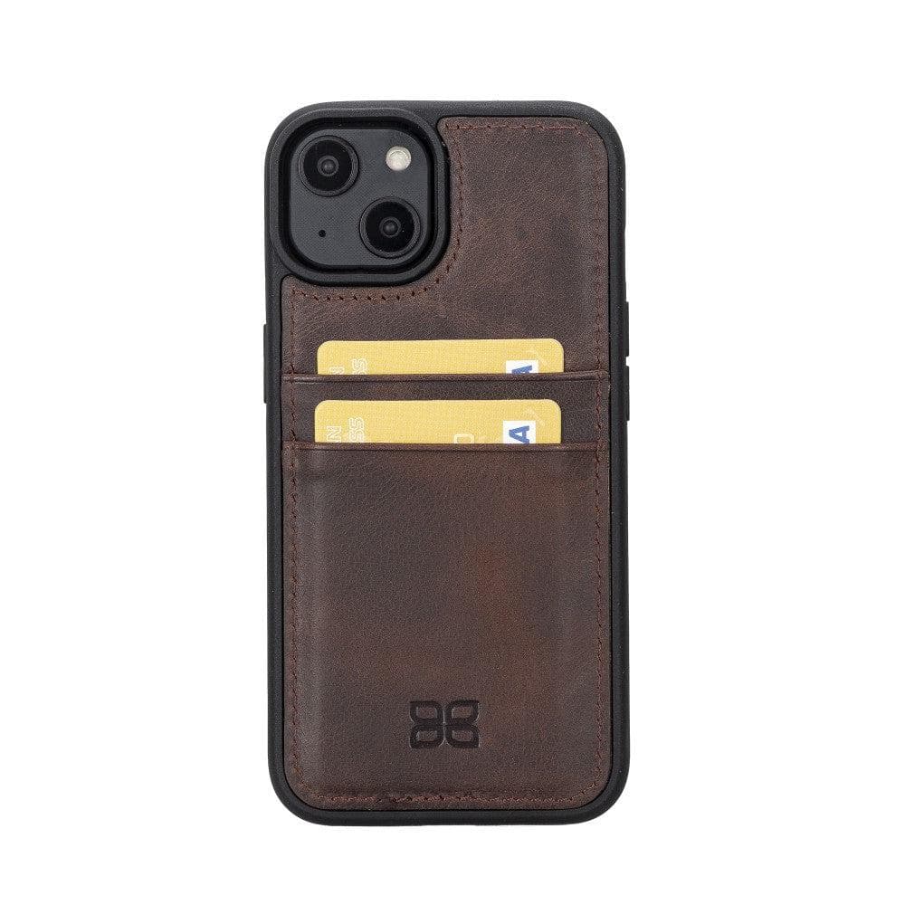 Étui arrière en cuir véritable à clipser pour iPhone 14 Pro (6,1") avec porte-cartes
