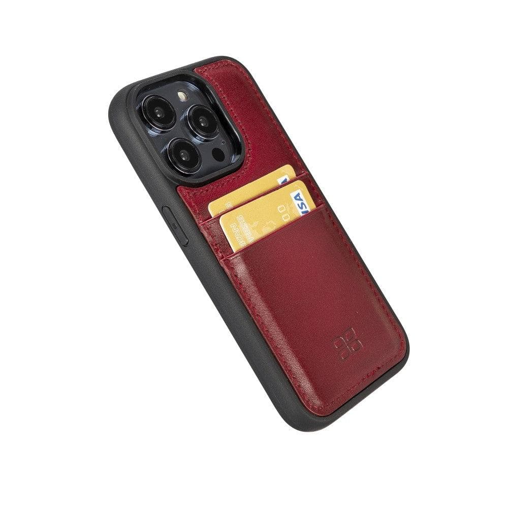 Étui arrière en cuir véritable à clipser pour iPhone 14 Pro (6,1") avec porte-cartes