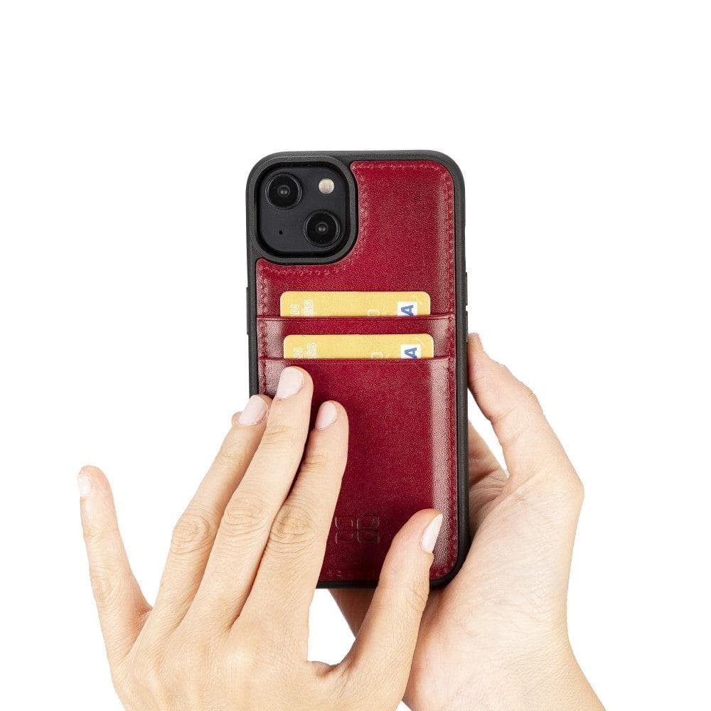 Étui arrière en cuir véritable à clipser pour iPhone 14 Pro (6,1") avec porte-cartes