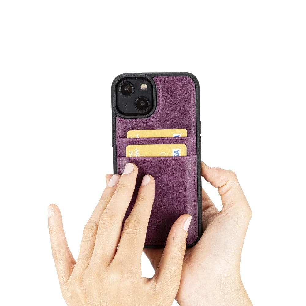Étui arrière en cuir véritable à clipser pour iPhone 14 Pro (6,1") avec porte-cartes