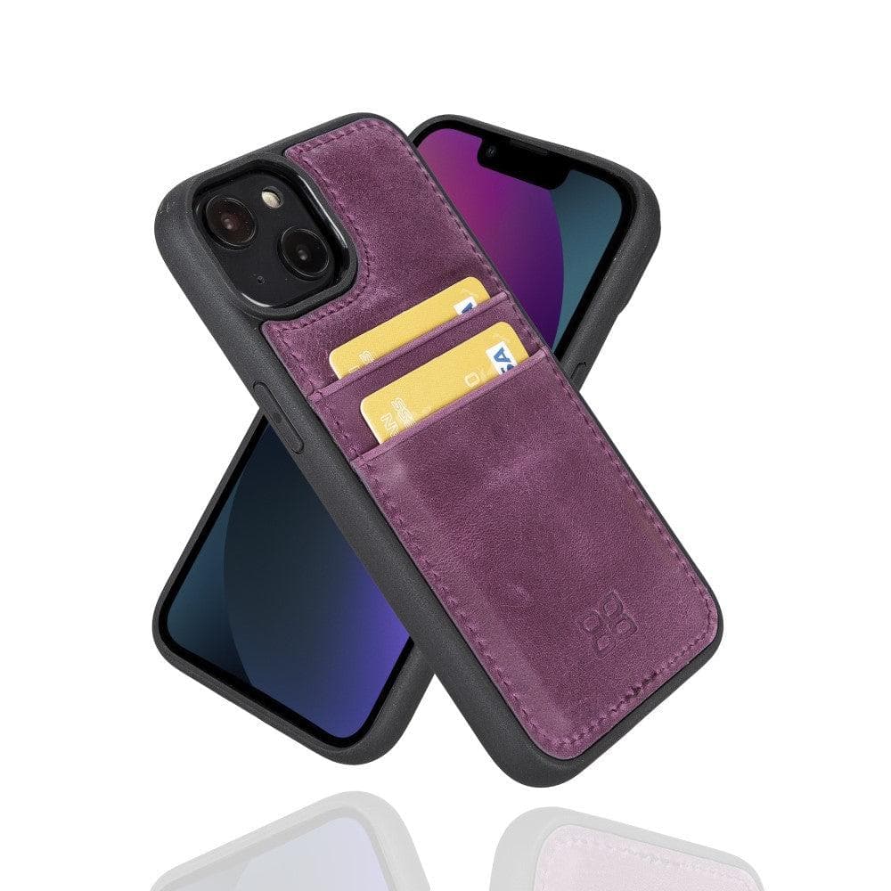 Étui arrière en cuir véritable à clipser pour iPhone 14 Pro (6,1") avec porte-cartes