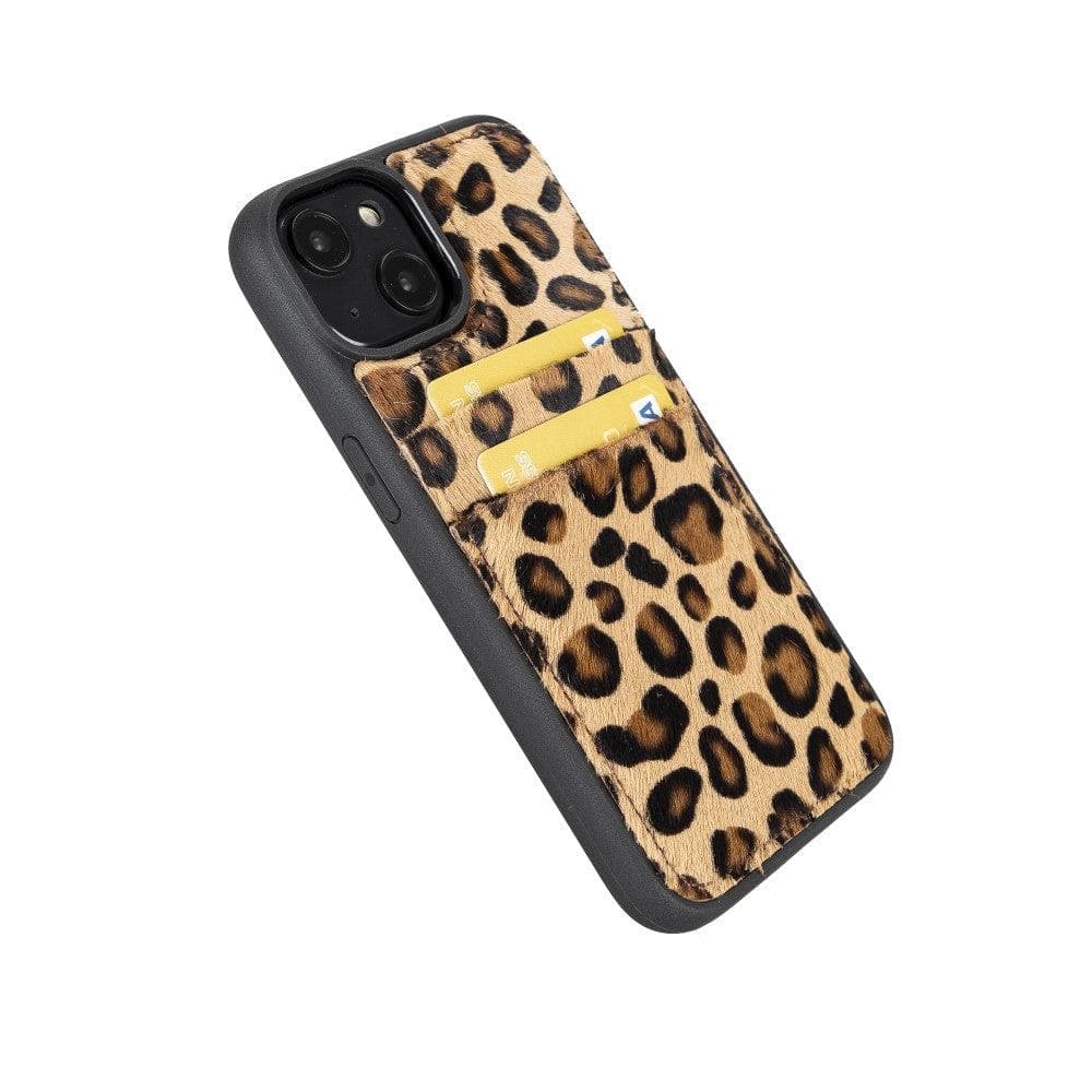 Étui arrière en cuir véritable à clipser pour iPhone 14 Pro (6,1") avec porte-cartes