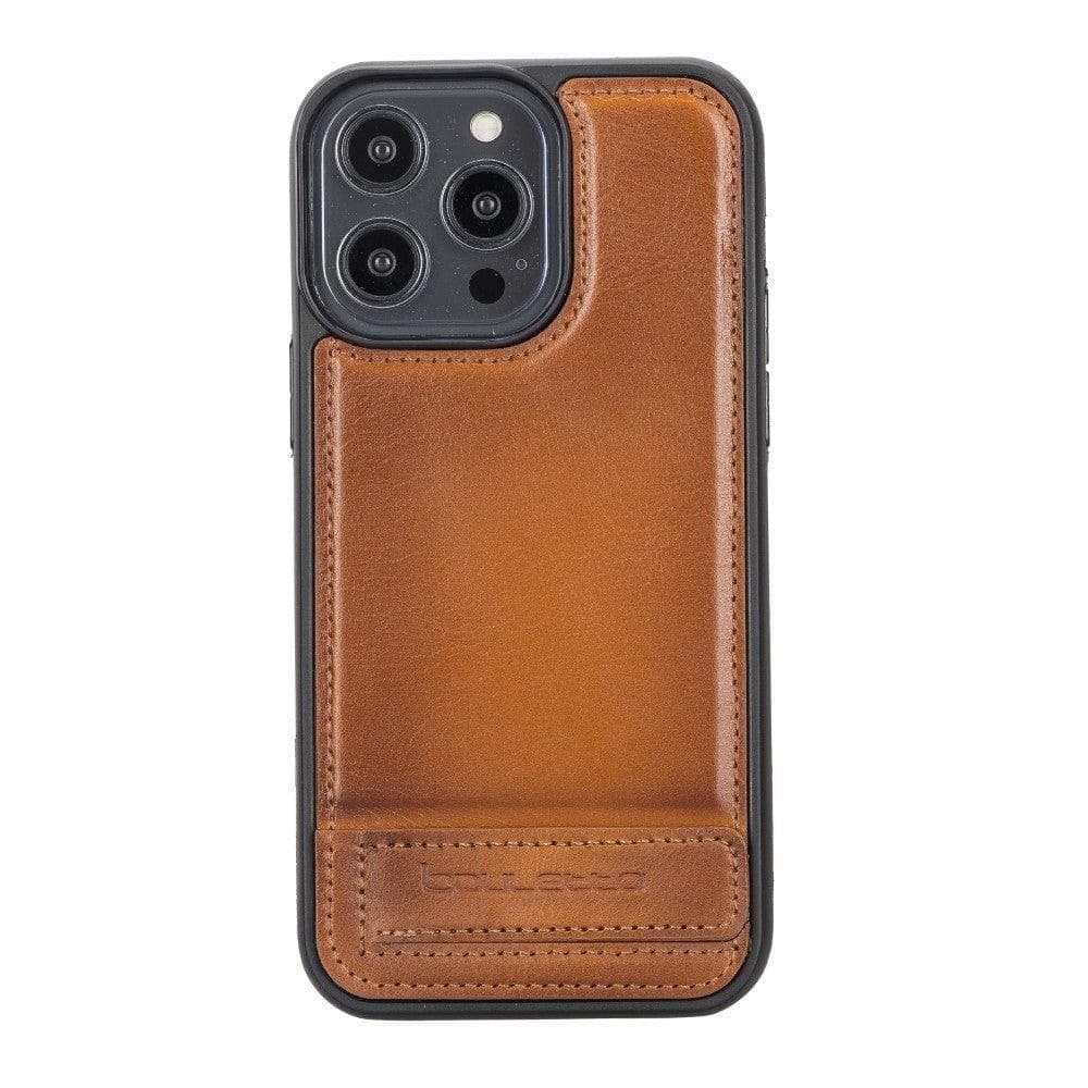 Coque arrière flexible en cuir véritable avec support pour iPhone 14 Pro Max (6,7")