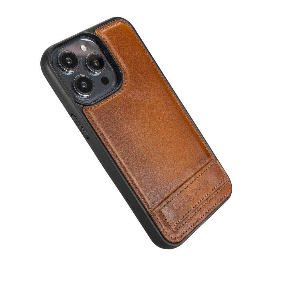 Coque arrière flexible en cuir véritable avec support pour iPhone 14 Pro Max (6,7")