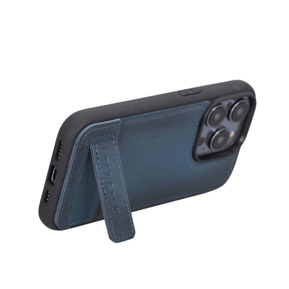 Coque arrière flexible en cuir véritable avec support pour iPhone 14 Pro Max (6,7")