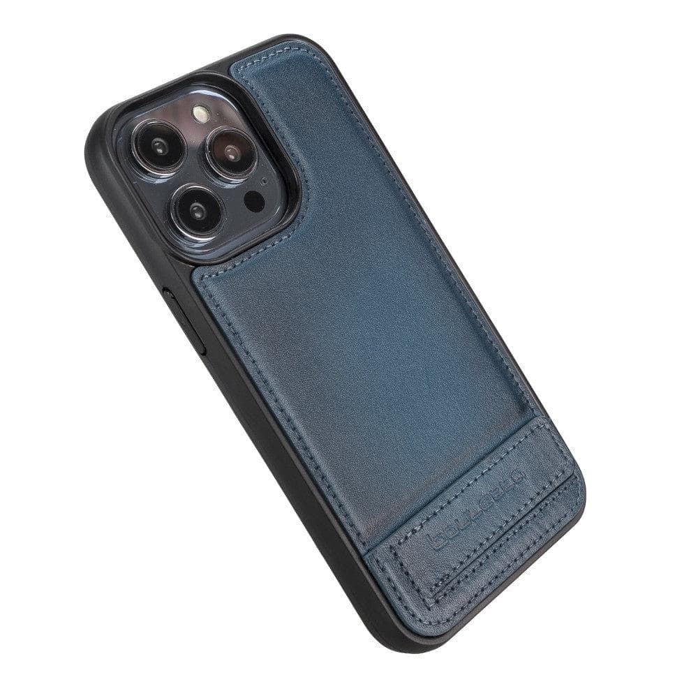 Coque arrière flexible en cuir véritable avec support pour iPhone 14 Pro Max (6,7")