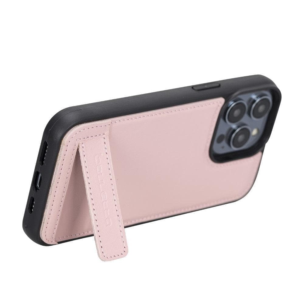 Coque arrière flexible en cuir véritable avec support pour iPhone 14 Pro Max (6,7")