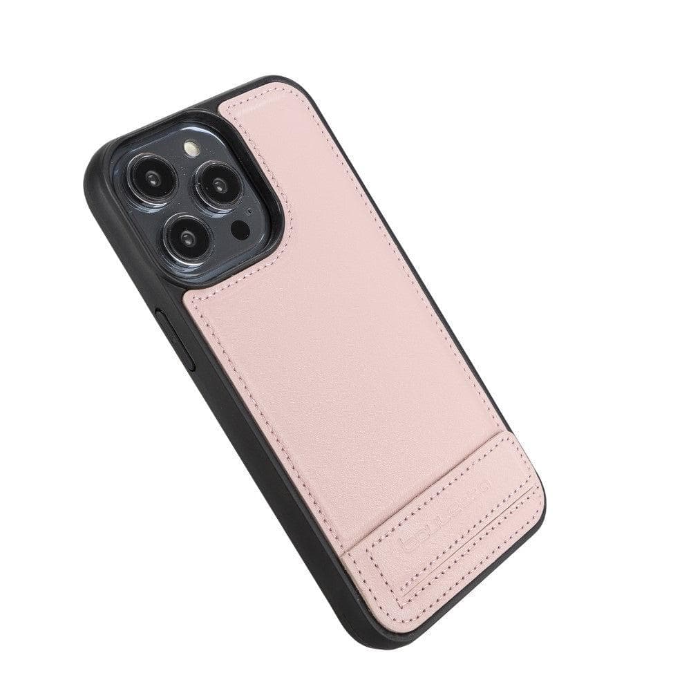 Coque arrière flexible en cuir véritable avec support pour iPhone 14 Pro Max (6,7")