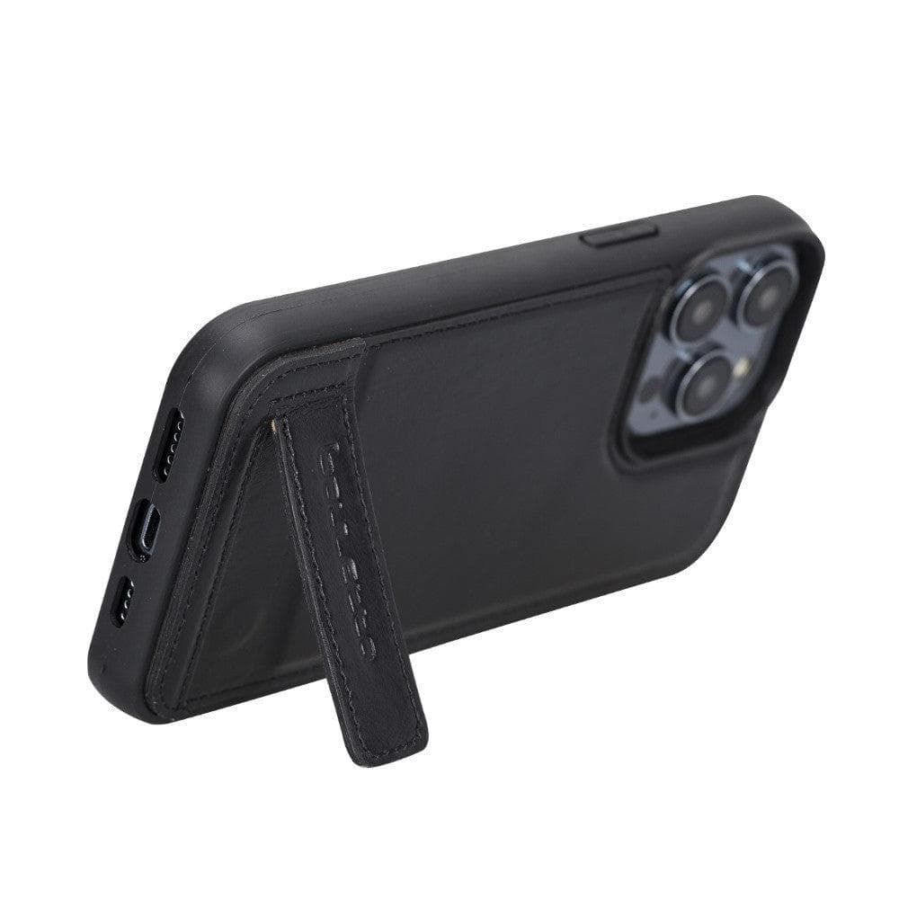 Coque arrière flexible en cuir véritable avec support pour iPhone 14 Pro Max (6,7")