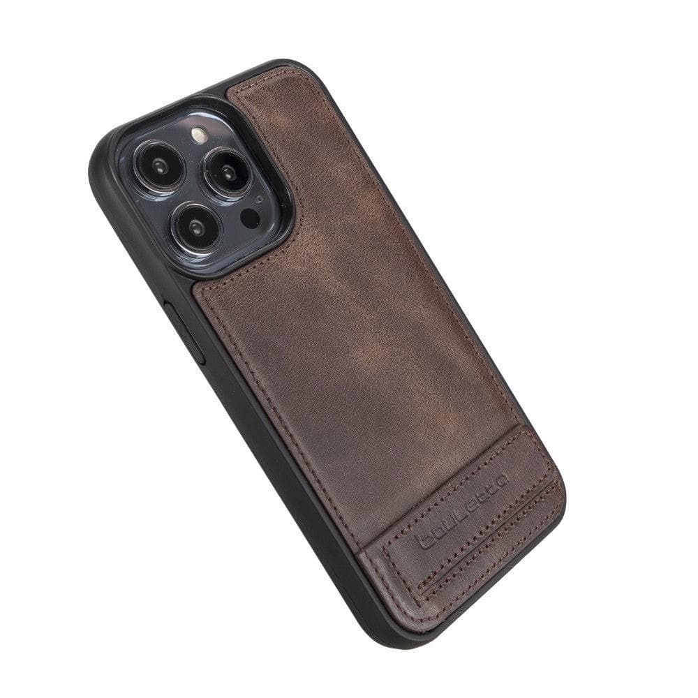 Coque arrière flexible en cuir véritable avec support pour iPhone 14 Pro Max (6,7")