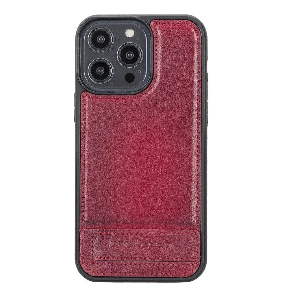Coque arrière flexible en cuir véritable avec support pour iPhone 14 Pro Max (6,7")