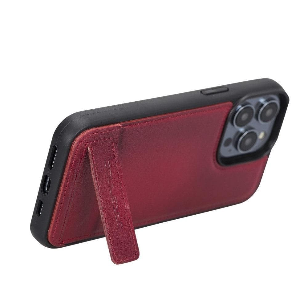 Coque arrière flexible en cuir véritable avec support pour iPhone 14 Pro Max (6,7")