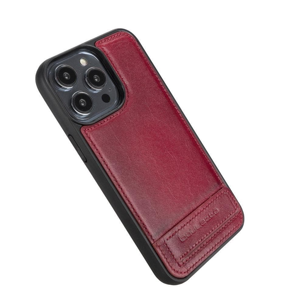 Coque arrière flexible en cuir véritable avec support pour iPhone 14 Pro Max (6,7")