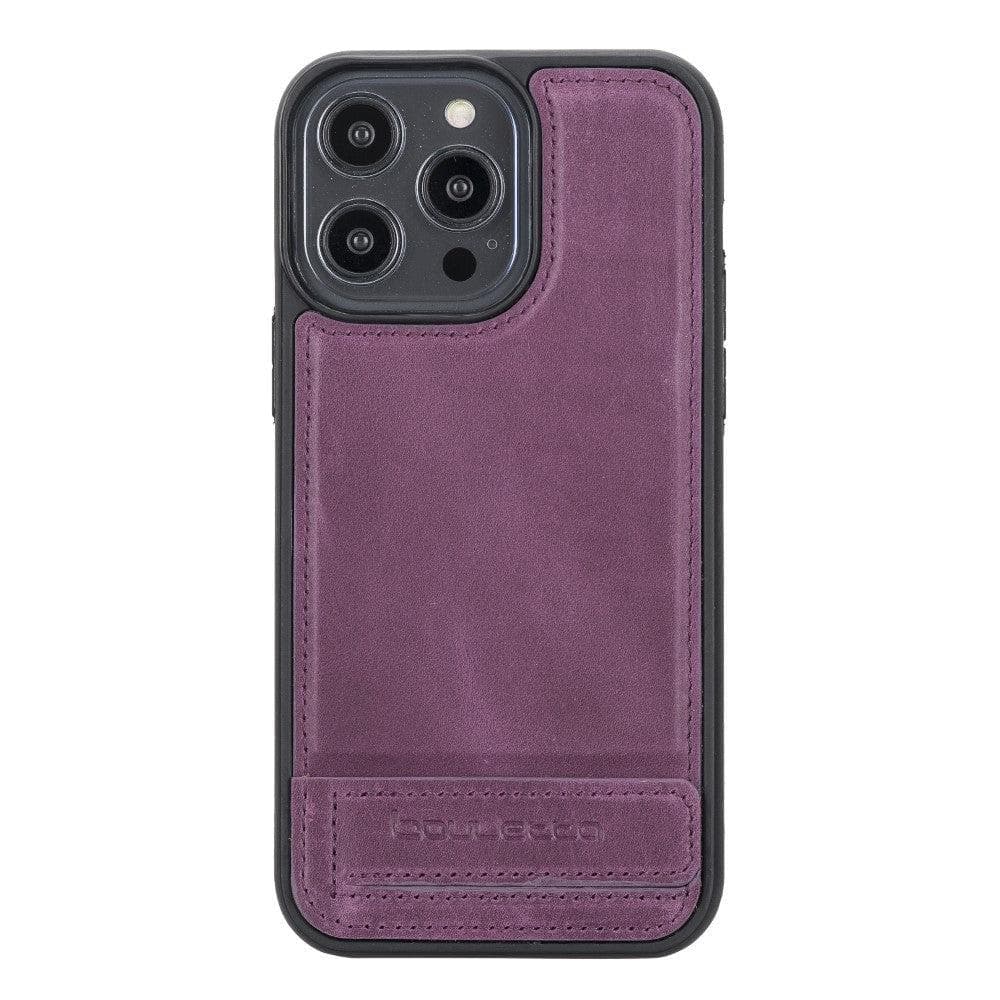 Coque arrière flexible en cuir véritable avec support pour iPhone 14 Pro Max (6,7")