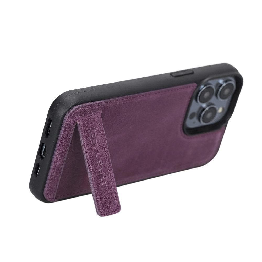 Coque arrière flexible en cuir véritable avec support pour iPhone 14 Pro Max (6,7")