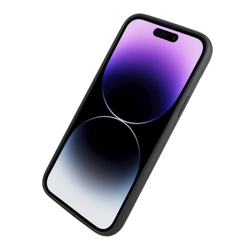 Coque arrière flexible en cuir véritable avec support pour iPhone 14 Pro Max (6,7")