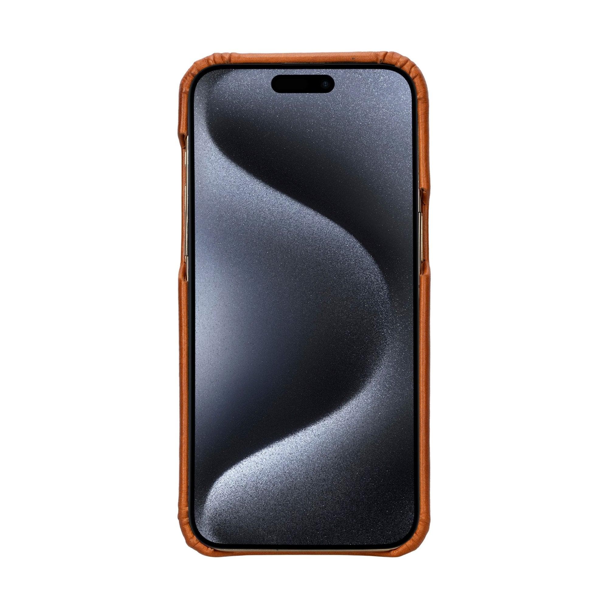 Coque arrière entièrement en cuir véritable à clipser pour iPhone 15 Pro Max (6,7") F360