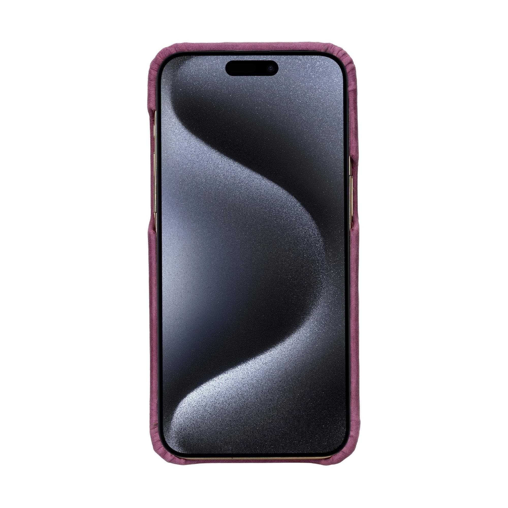 Coque arrière entièrement en cuir véritable à clipser pour iPhone 15 Pro Max (6,7") F360