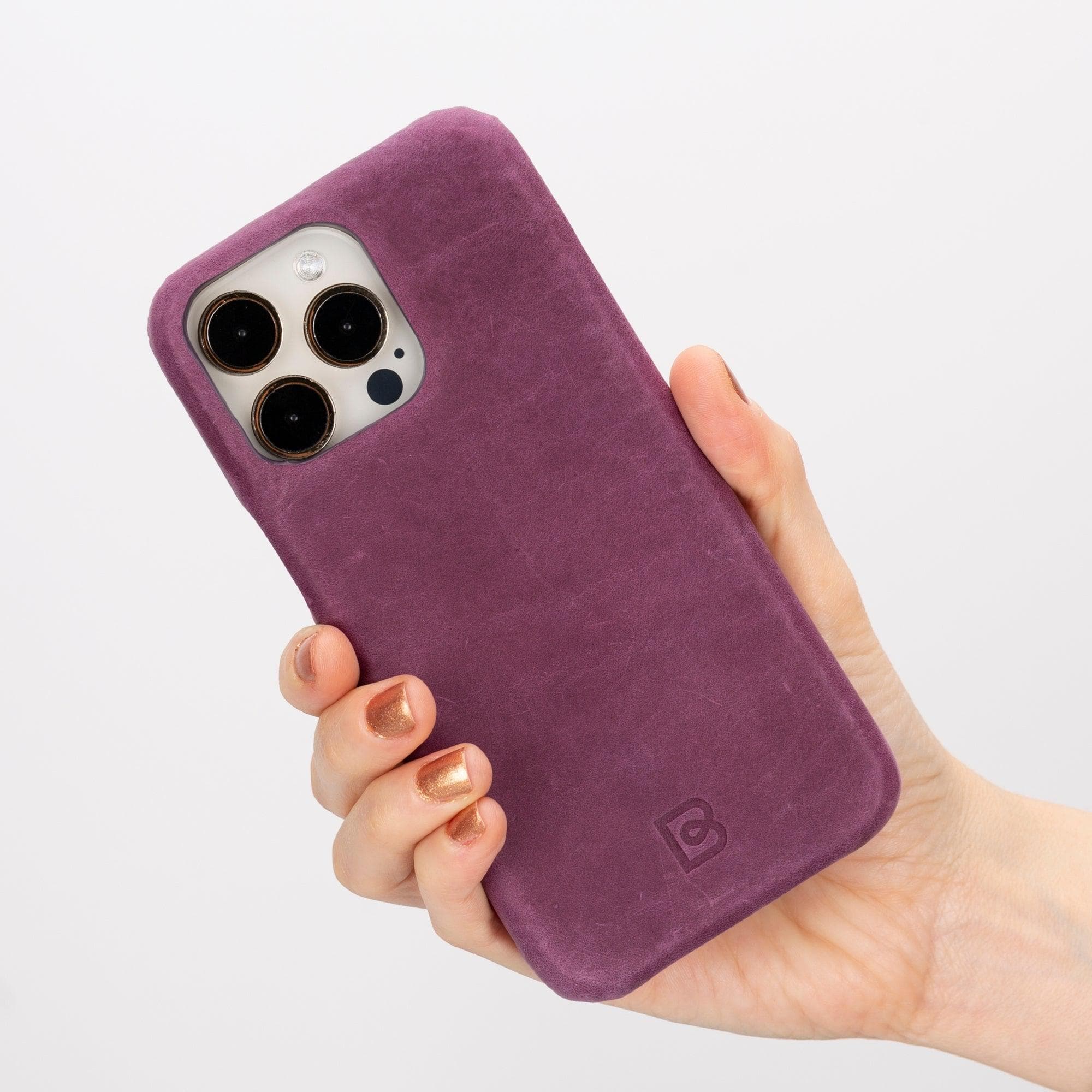 Coque arrière entièrement en cuir véritable à clipser pour iPhone 15 Pro Max (6,7") F360