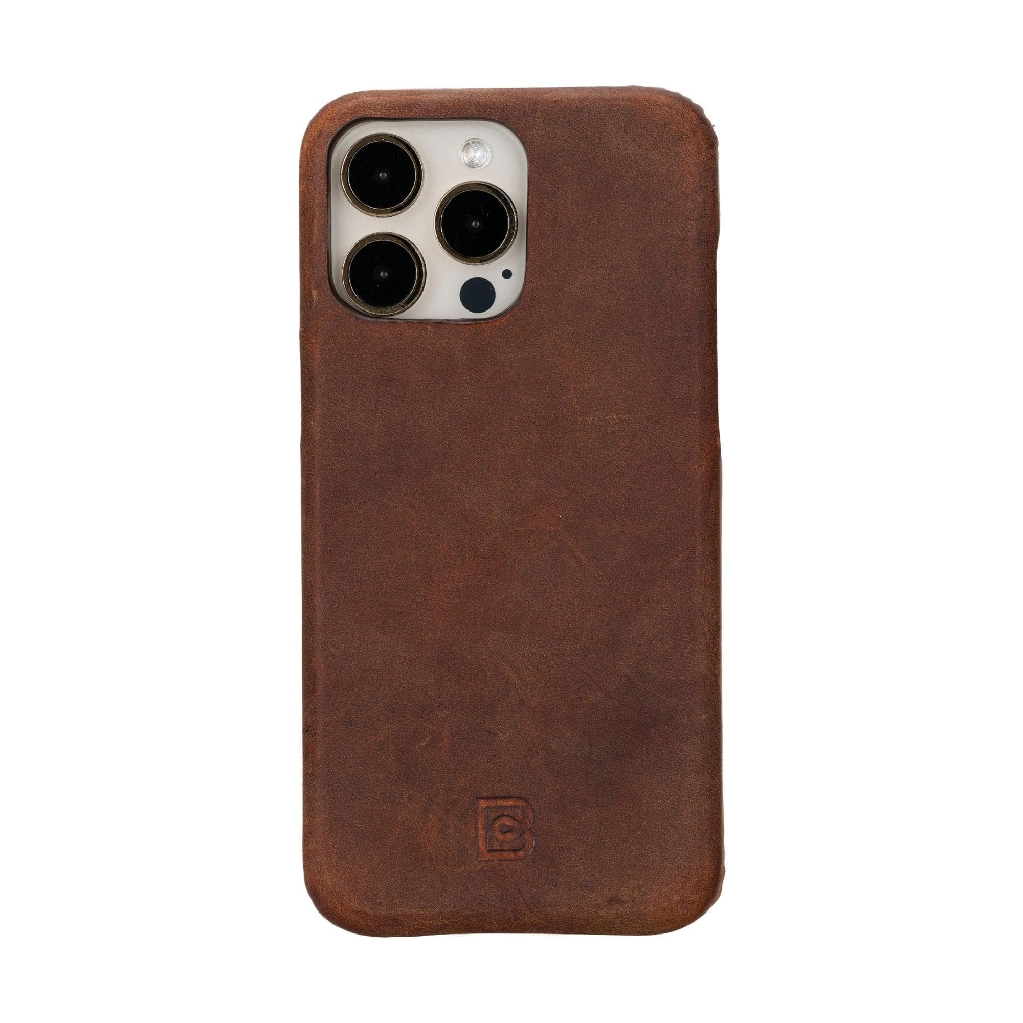 Coque arrière entièrement en cuir véritable à clipser pour iPhone 15 Pro Max (6,7") F360