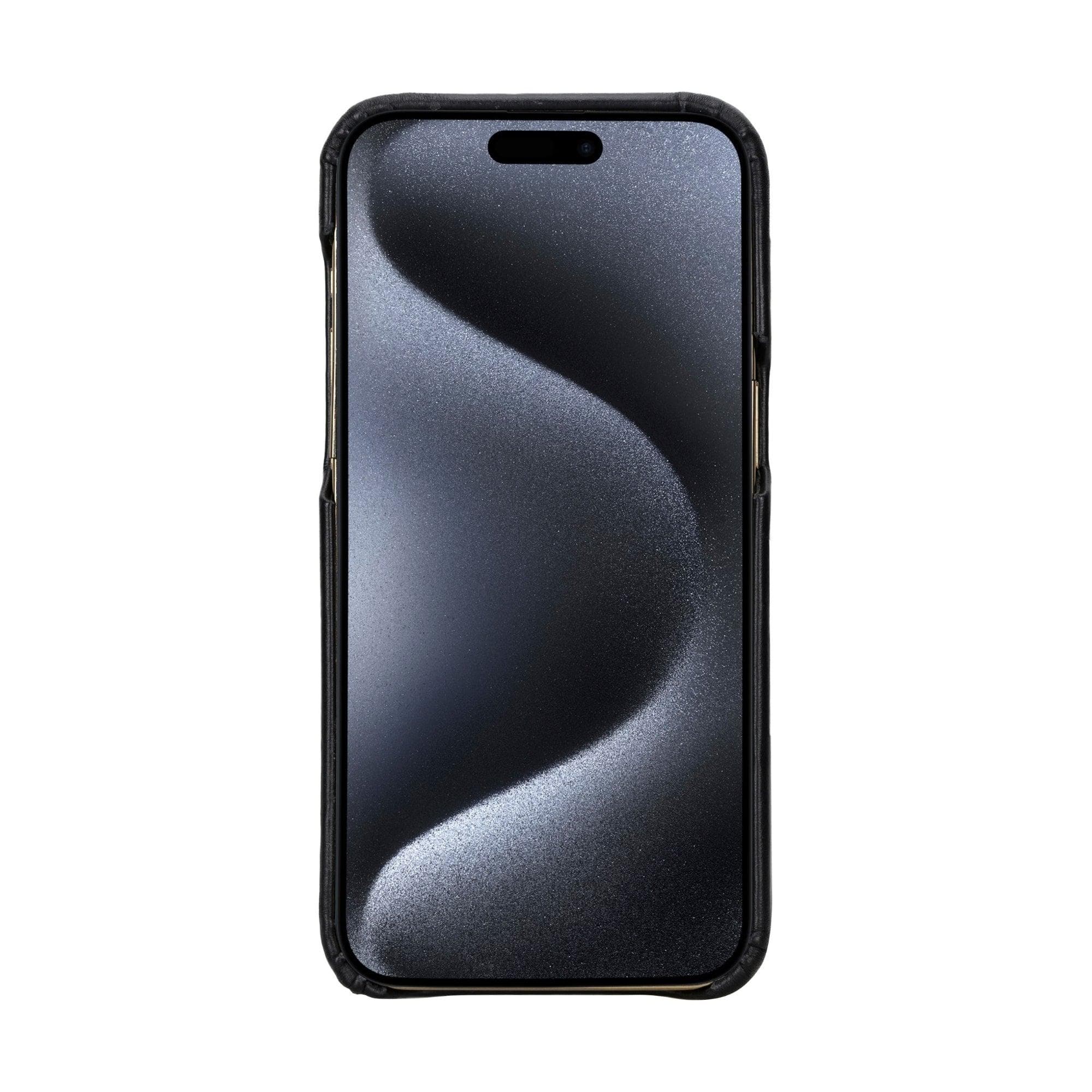 Coque arrière entièrement en cuir véritable à clipser pour iPhone 15 Pro Max (6,7") F360