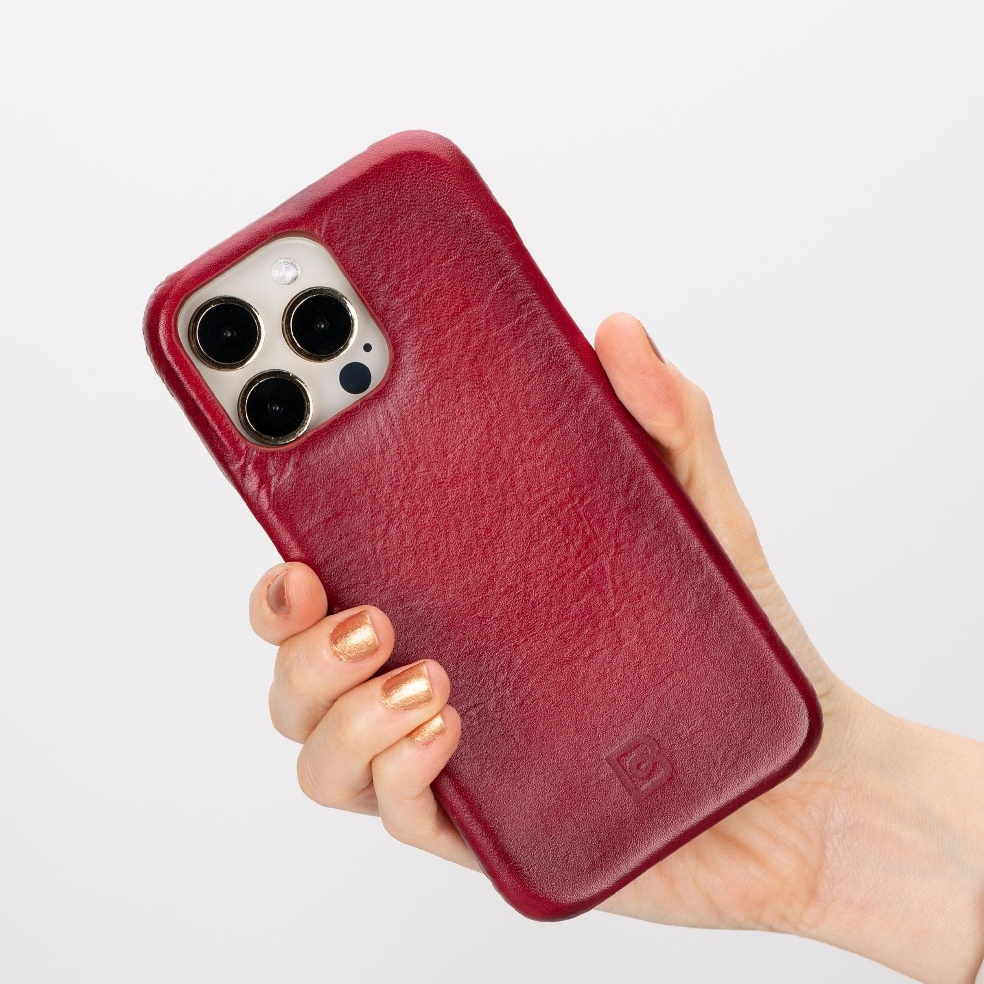 Coque arrière entièrement en cuir véritable à clipser pour iPhone 15 Pro Max (6,7") F360
