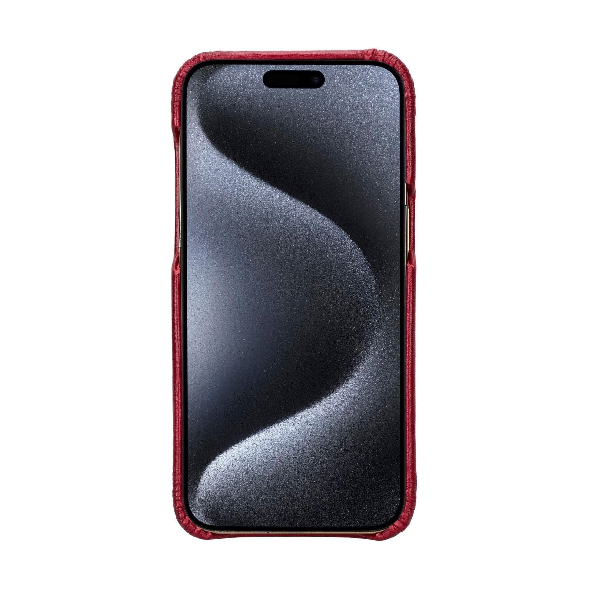 Coque arrière entièrement en cuir véritable à clipser pour iPhone 15 Pro (6,1") F360