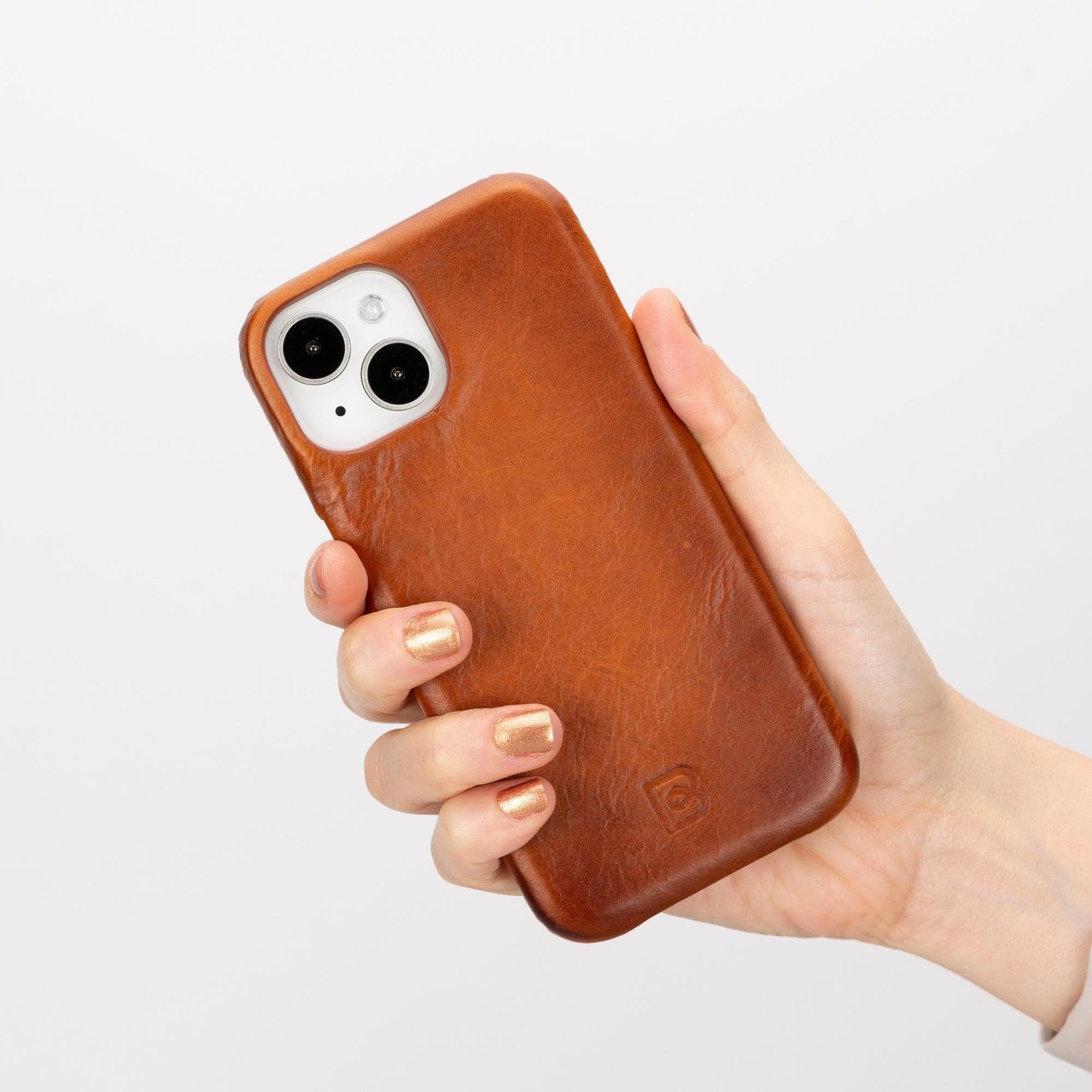 Coque arrière entièrement en cuir véritable à clipser pour iPhone 15 Pro (6,1") F360