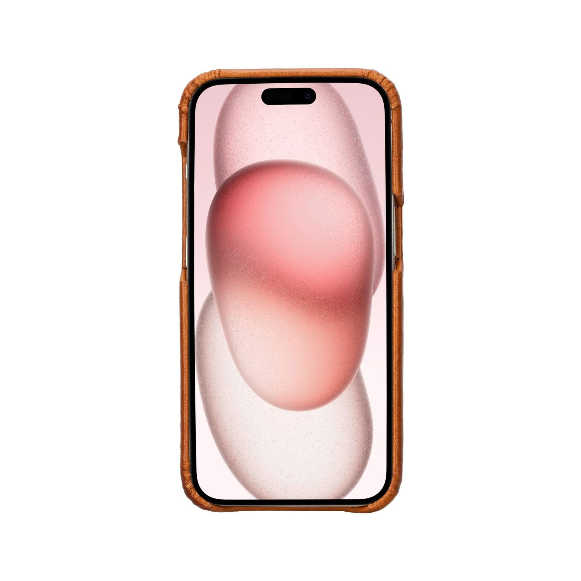 Coque arrière entièrement en cuir véritable à clipser pour iPhone 15 Plus (6,7") F360