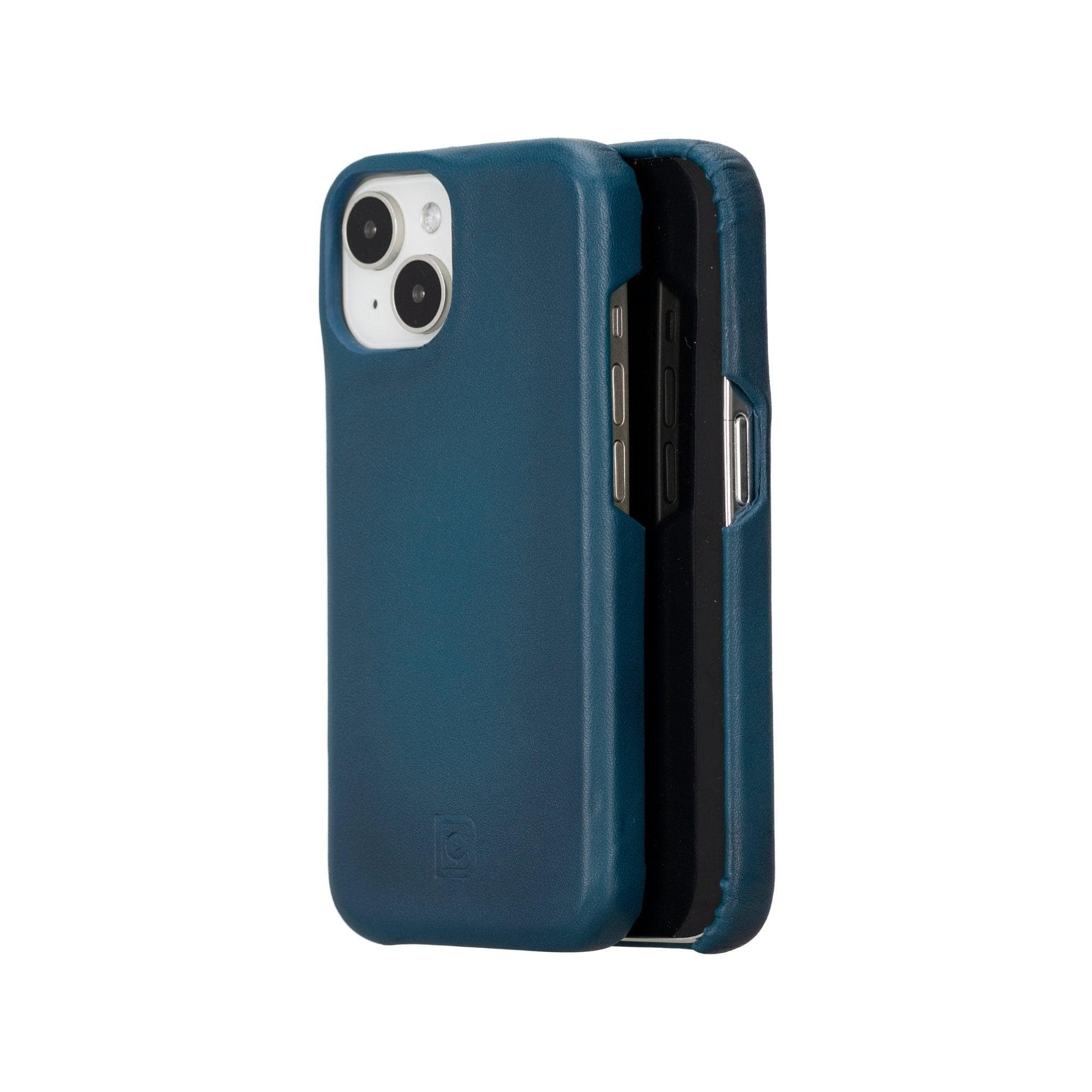 Coque arrière entièrement en cuir véritable à clipser pour iPhone 15 Plus (6,7") F360