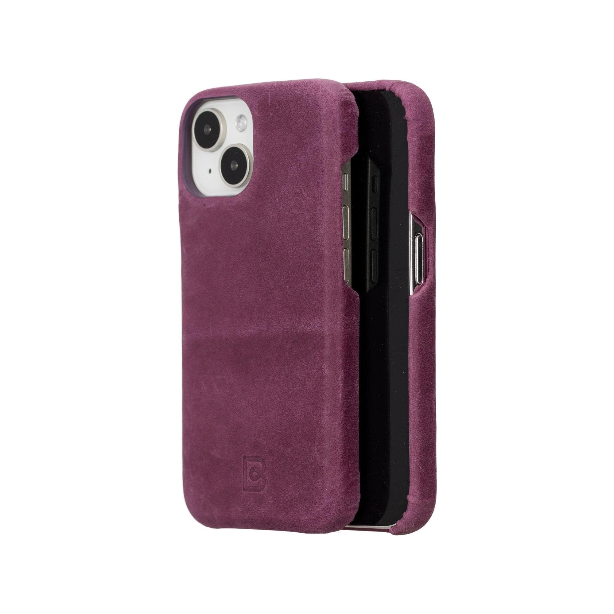 Coque arrière entièrement en cuir véritable à clipser pour iPhone 15 Plus (6,7") F360