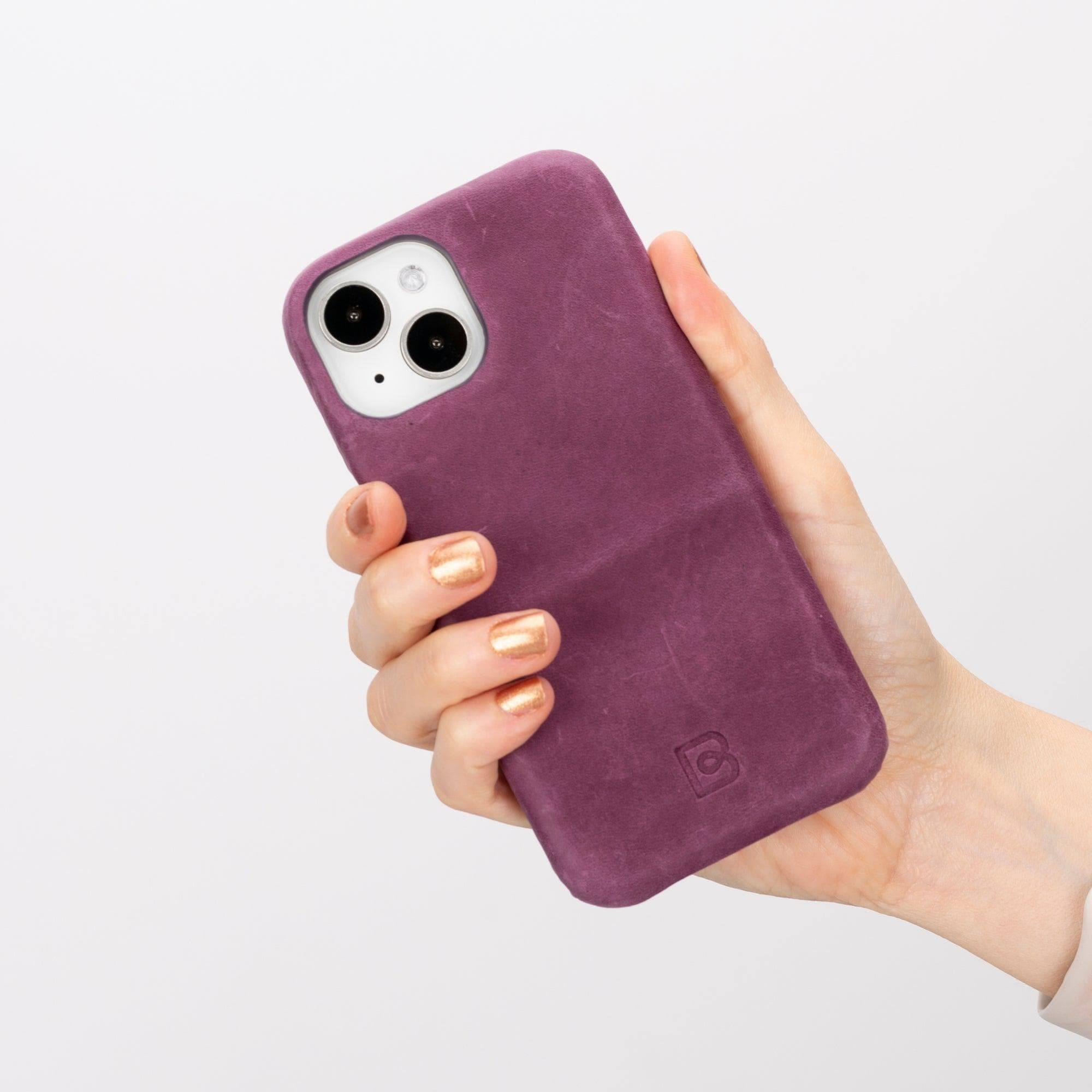 Coque arrière entièrement en cuir véritable à clipser pour iPhone 15 Pro (6,1") F360