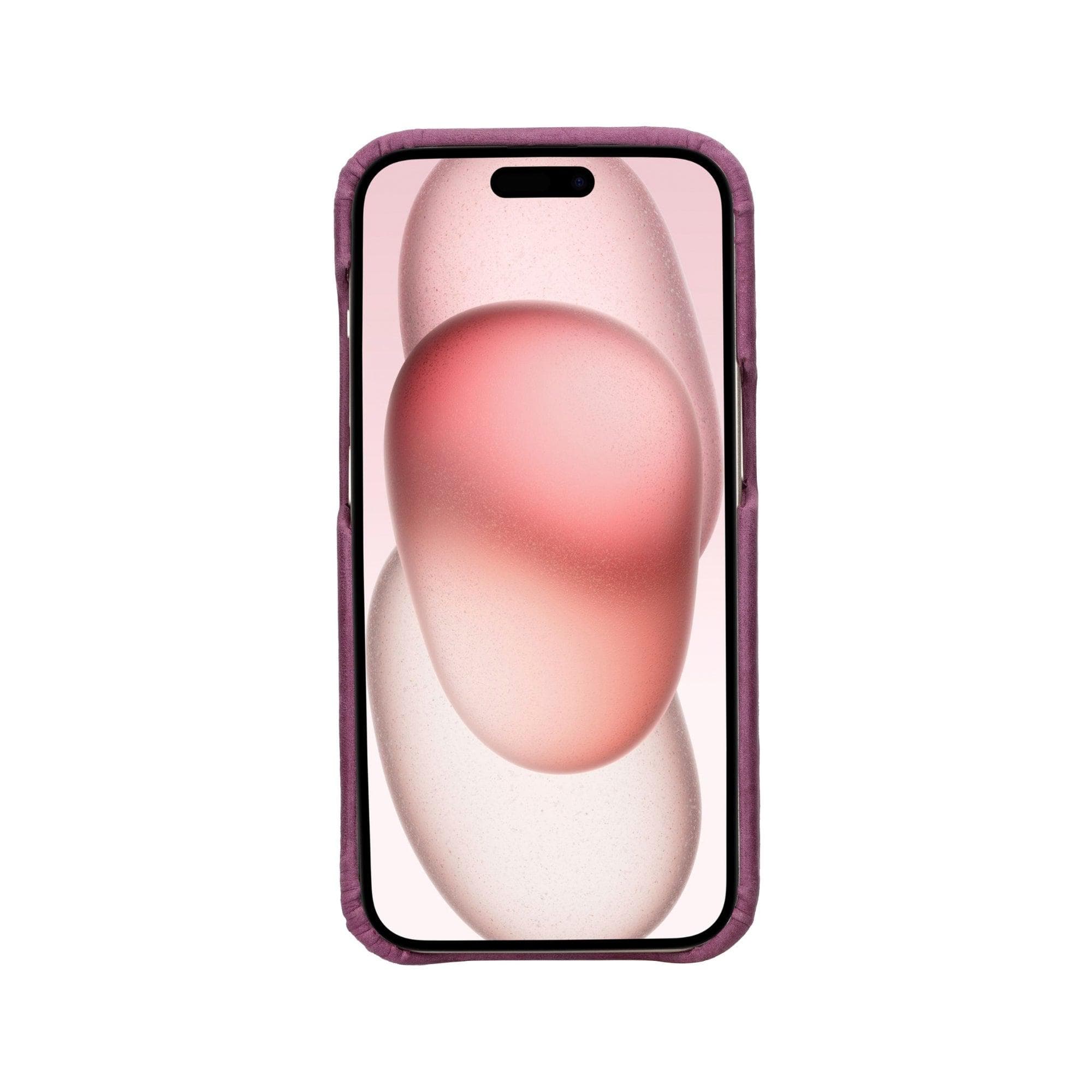 Coque arrière entièrement en cuir véritable à clipser pour iPhone 15 (6,1") F360