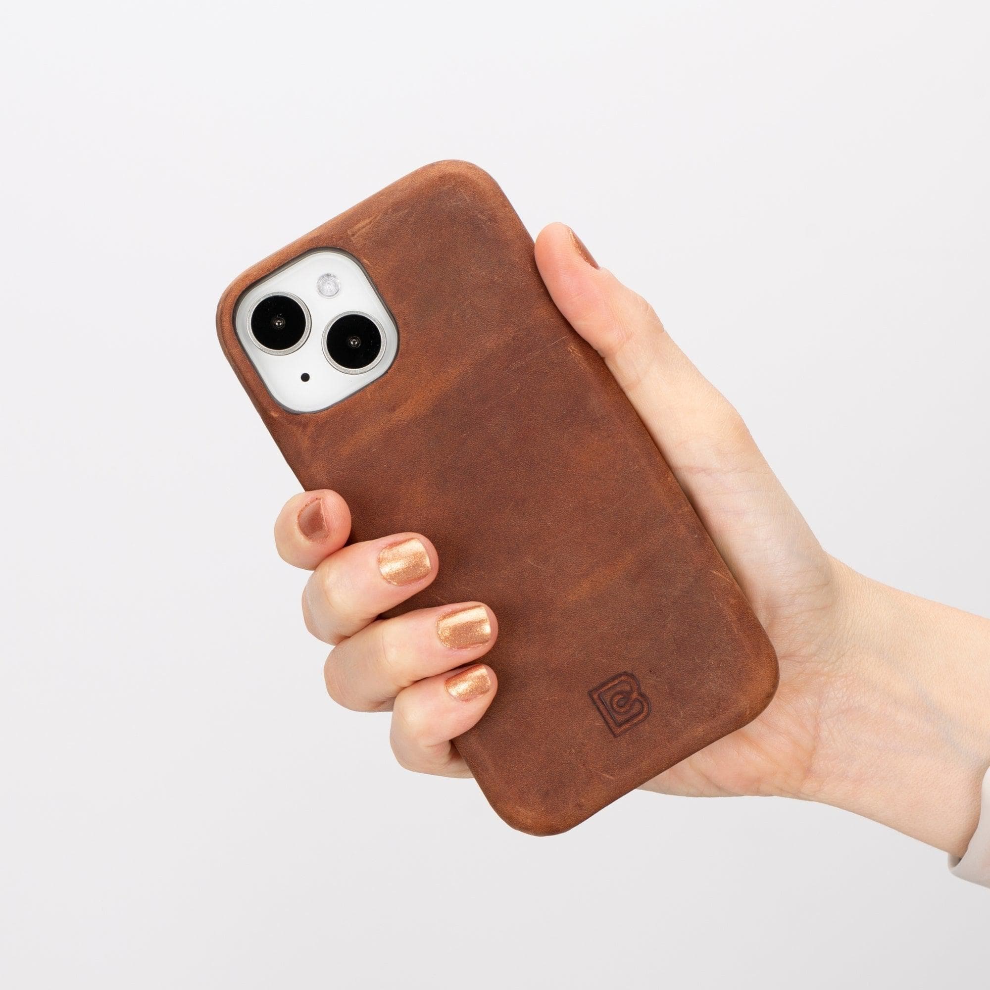 Coque arrière entièrement en cuir véritable à clipser pour iPhone 15 Pro (6,1") F360