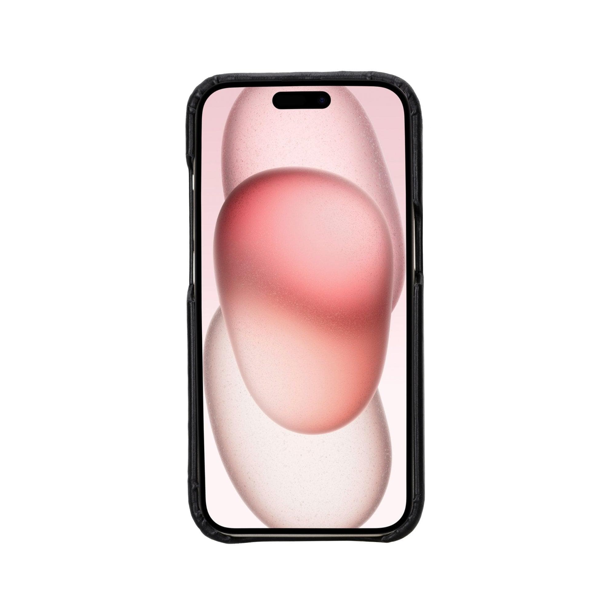 Coque arrière entièrement en cuir véritable à clipser pour iPhone 15 Pro (6,1") F360