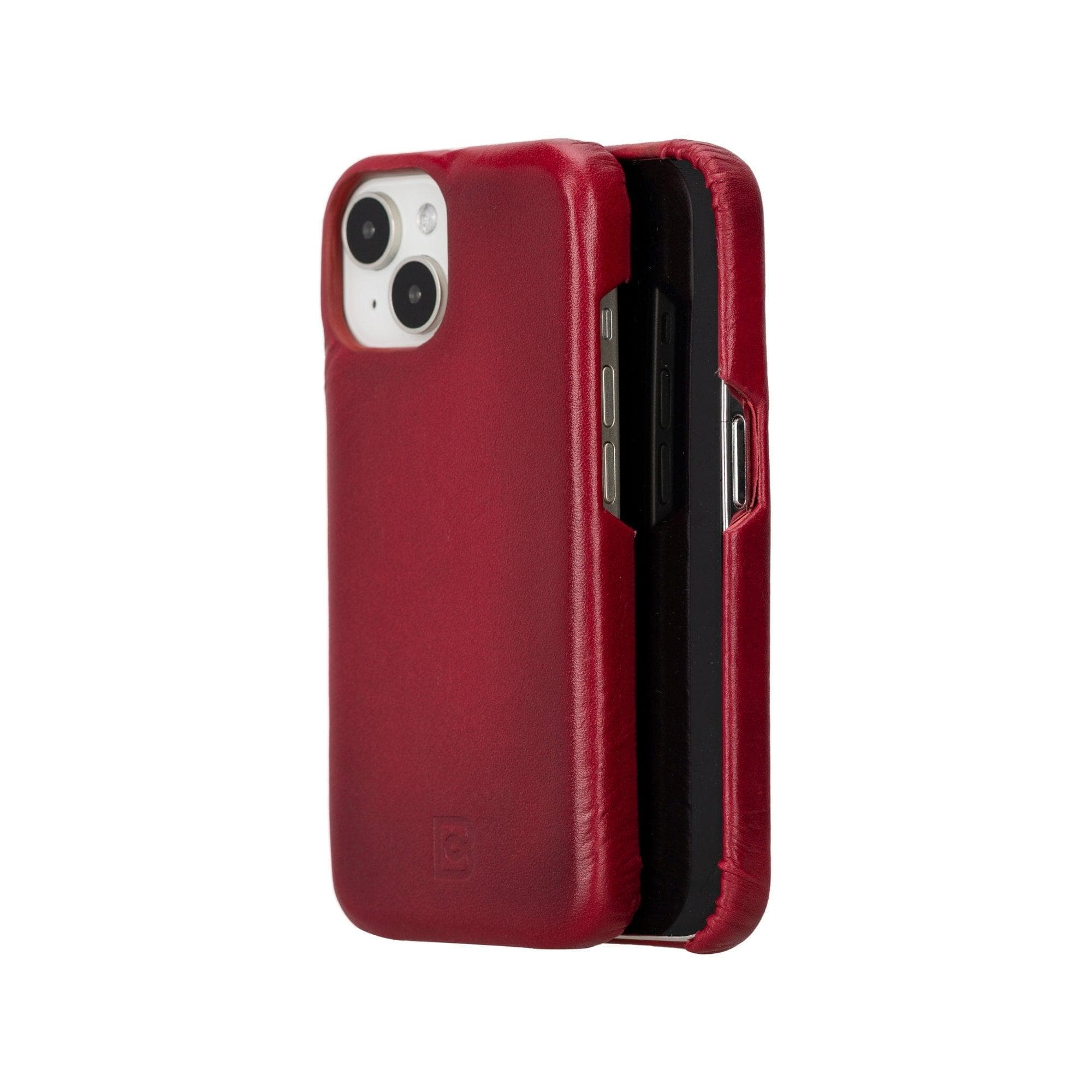 Coque arrière entièrement en cuir véritable à clipser pour iPhone 15 Plus (6,7") F360