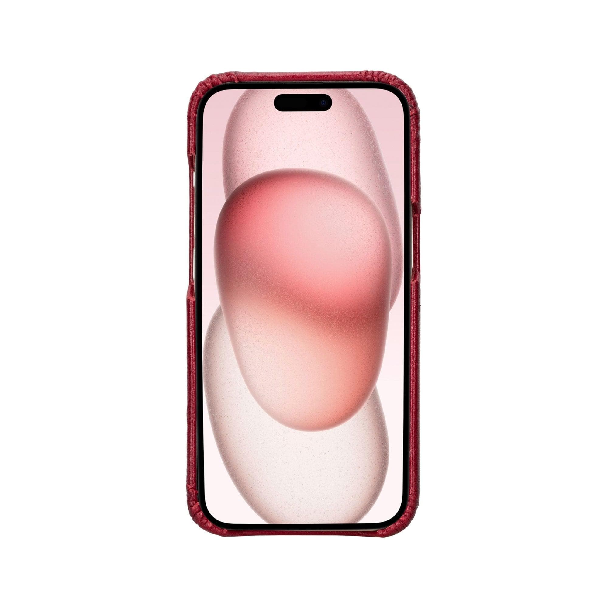 Coque arrière entièrement en cuir véritable à clipser pour iPhone 15 Plus (6,7") F360