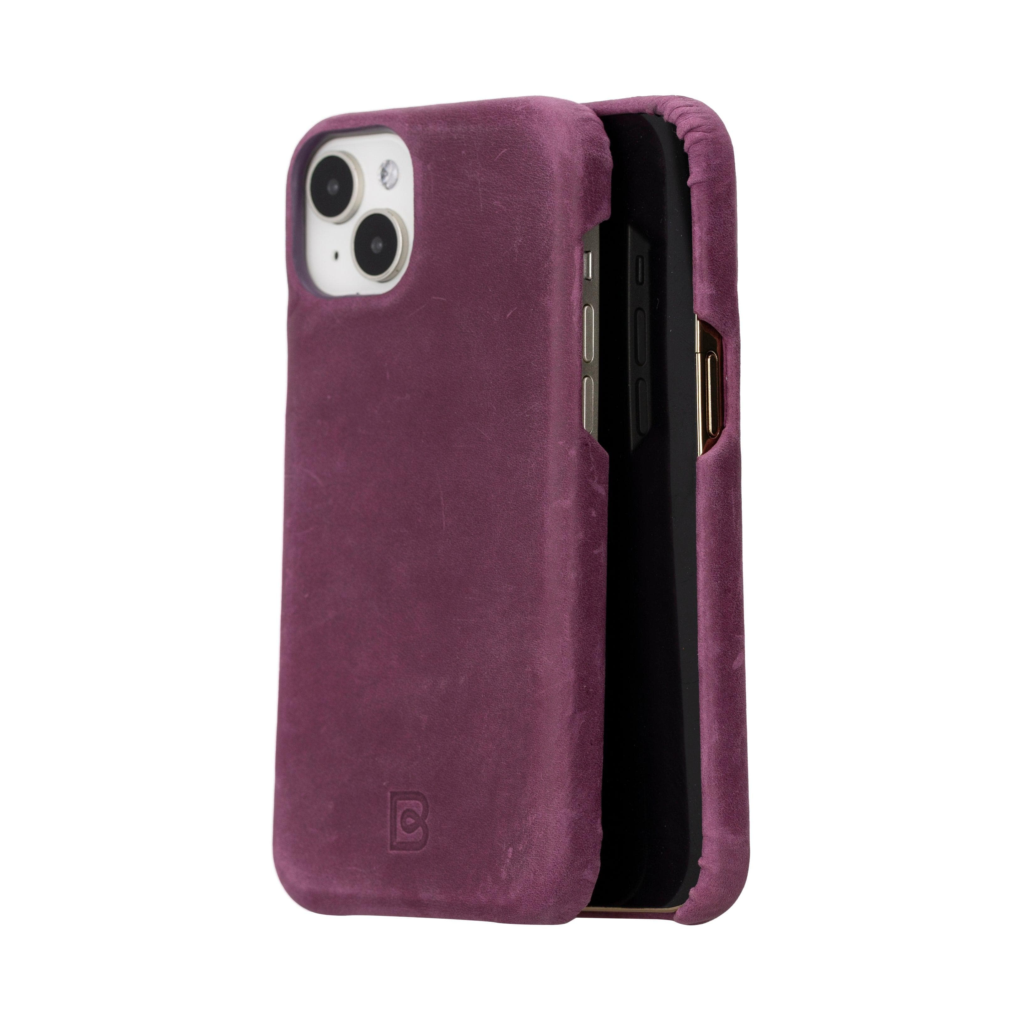 Coque arrière entièrement en cuir véritable à clipser pour iPhone 15 Plus (6,7") F360