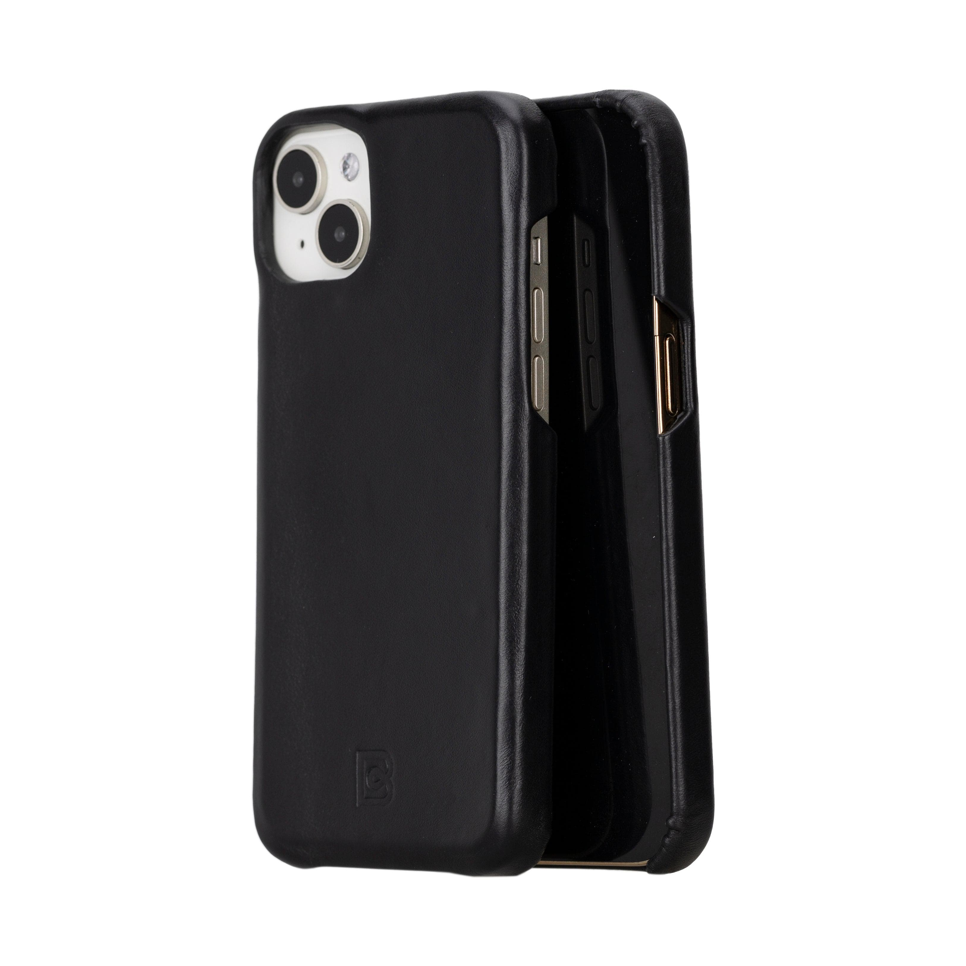 Coque arrière entièrement en cuir véritable à clipser pour iPhone 15 (6,1") F360