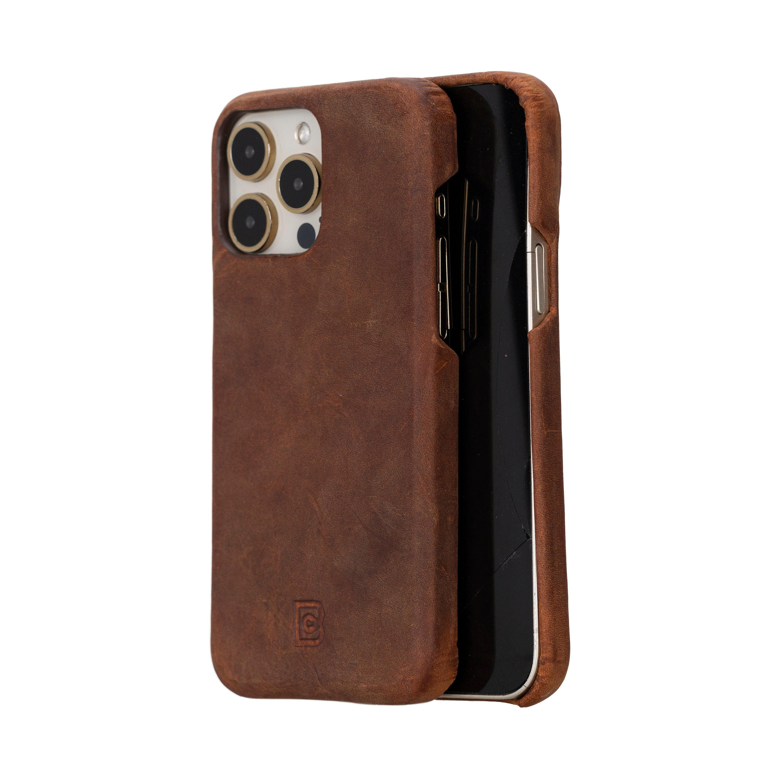 Coque arrière entièrement en cuir véritable à clipser pour iPhone 15 (6,1") F360