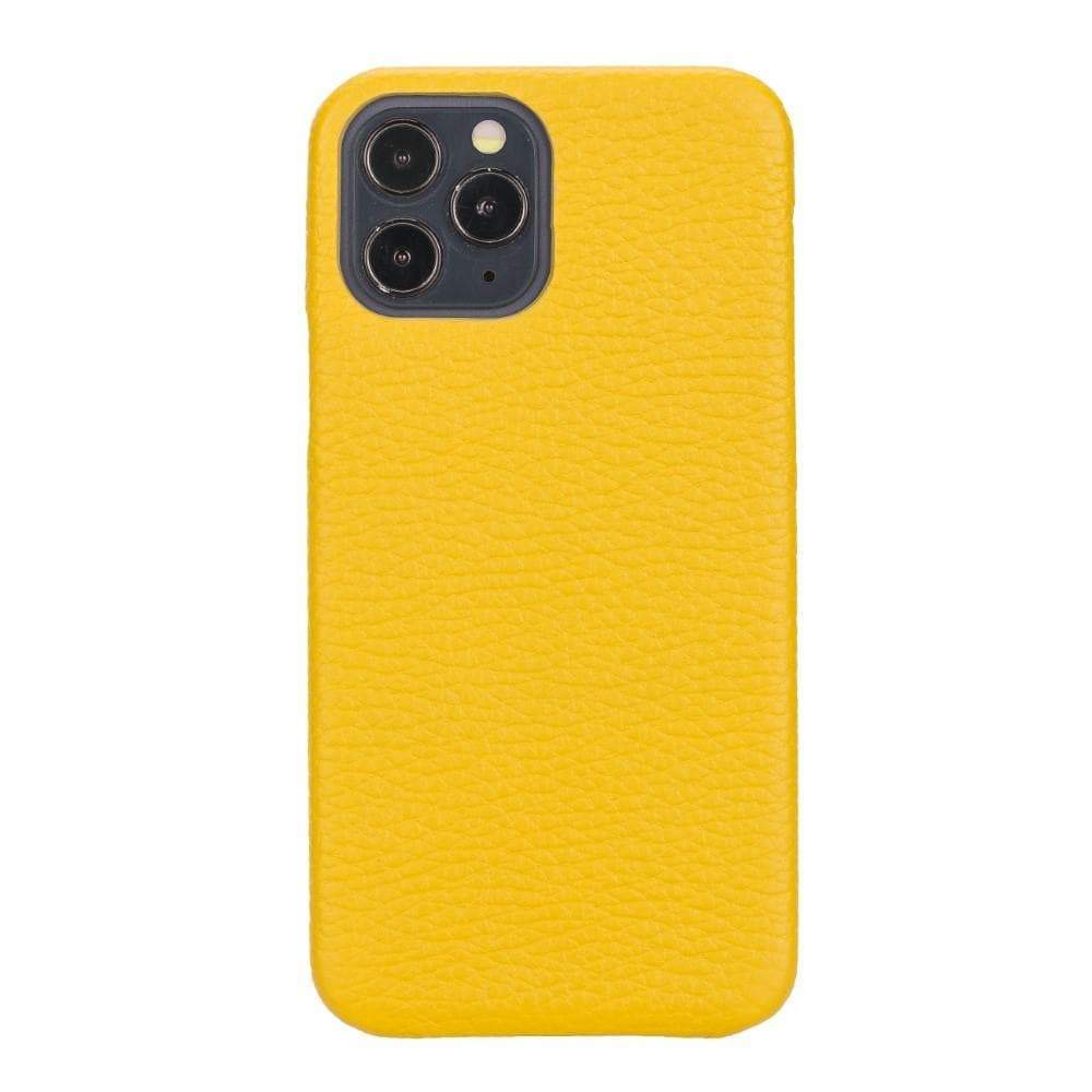 Yellow phone case with a textured pattern on a white background