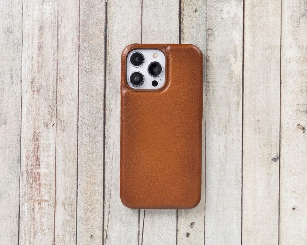 Premium leather iPhone 14 Plus case with slim design and suede interior for protection