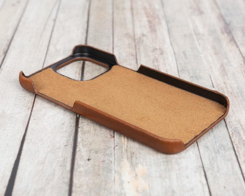 Brown phone case on a wooden surface