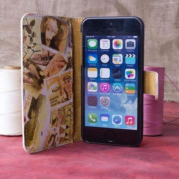 Étui portefeuille en cuir pour iPhone 5/5S