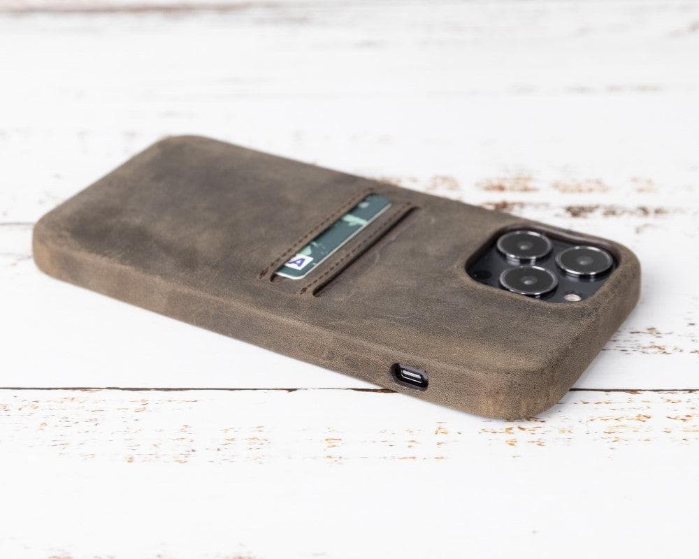 Rock Cover Genuine Leather iPhone 13 (6.1") Case with Card Holder