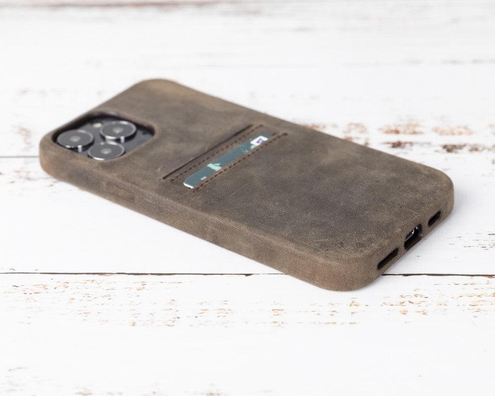 Rock Cover Genuine Leather iPhone 13 (6.1") Case with Card Holder